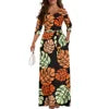 New Wholesale Customized Polynesian Tribal Printed Lace-Up Long Maxi Dress Side Pocket Plus Size Women Casual Dresses With Belt