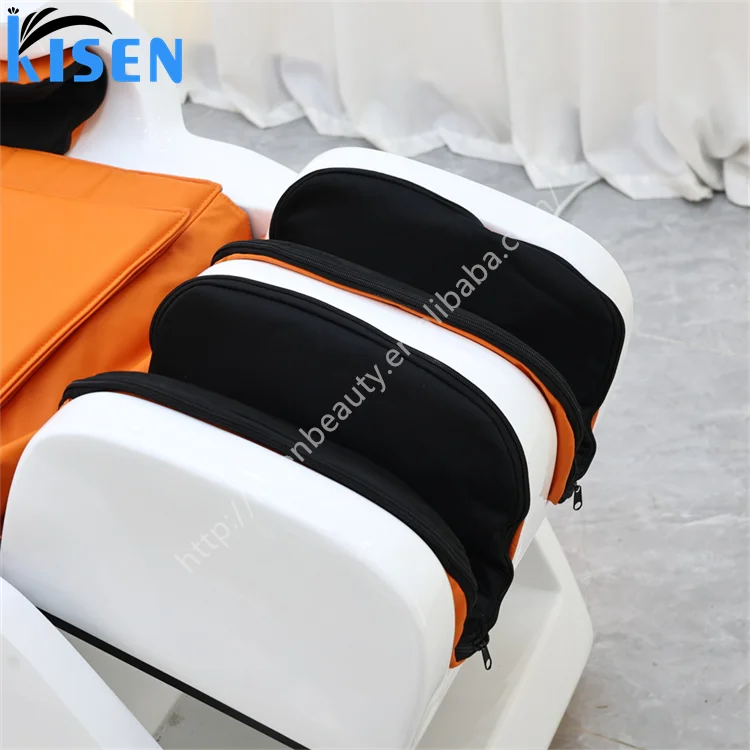 KISEN Luxury Portable Salon Furniture Electric Massage Hair Spa Washing Bed with Water Circulation for Barber Shops