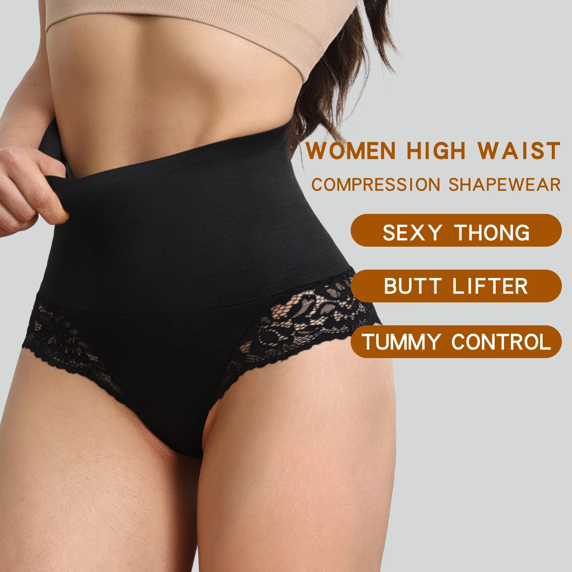 Women's Cross-Border Mid-Waist Lace Body Shapers Firm Tummy Control Underwear Pants with Hip Lift Everyday Style