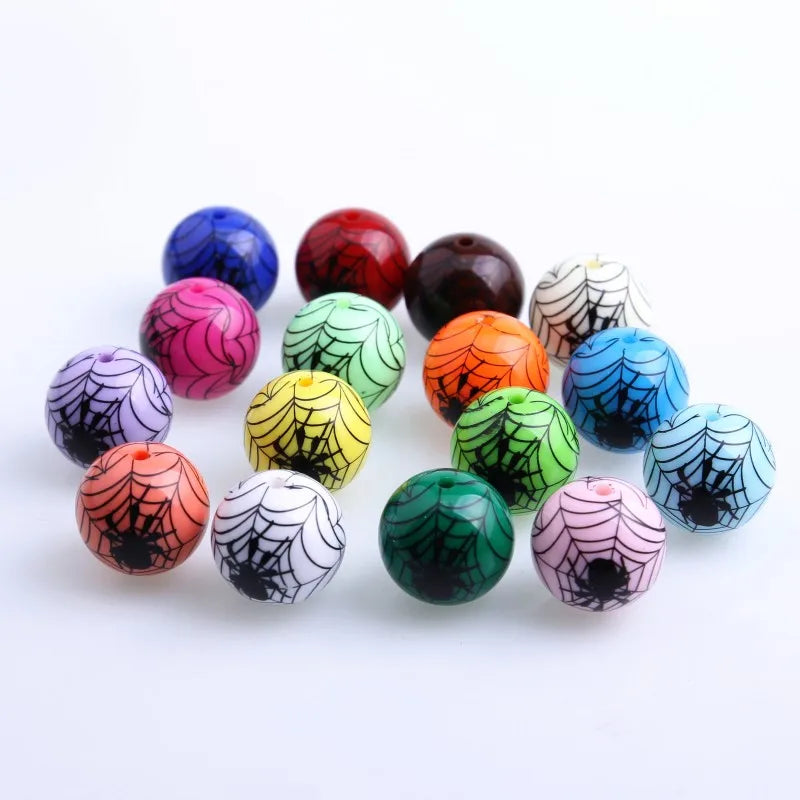 New Gumball Halloween Fashion Chunky Solid Print ArachnidBeads for Jewelry Necklace Making 20mm  Acrylic Beads