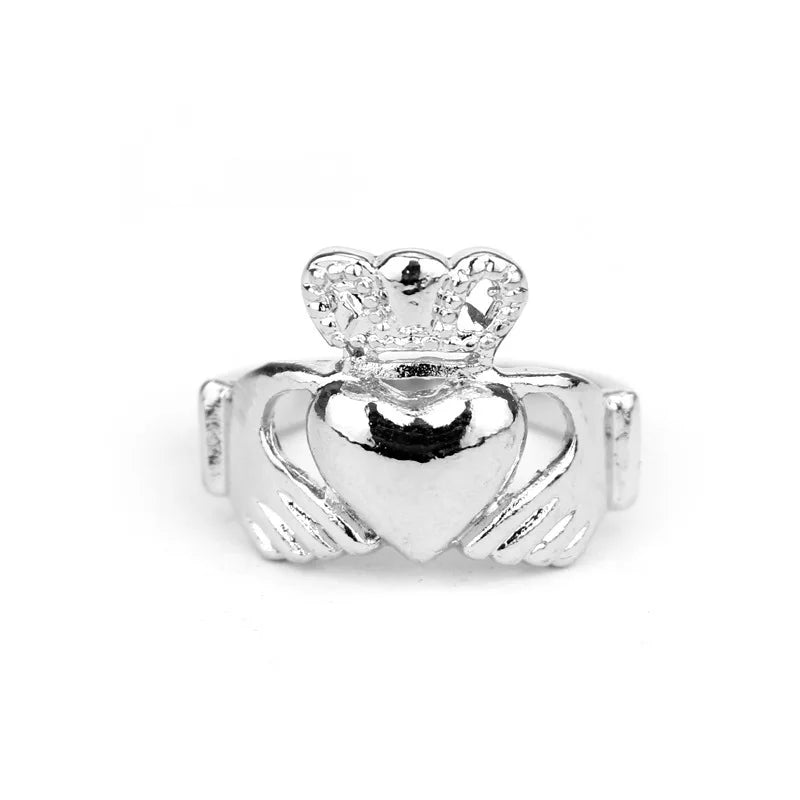 Irish Claddagh Style Wholesale Jewelry Gold and Silver Color Crown Rings in Gold Plated Stainless Steel