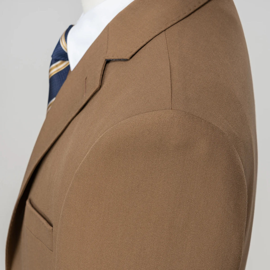 Men's Brown 3-Piece Suit Single Breasted Business V Collar 2 Buttons Fly Pant Bridegroom Office Party Men Suits 9116