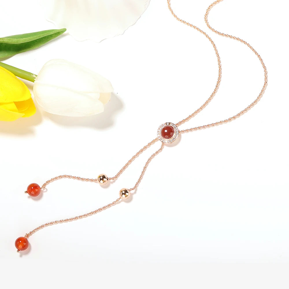 Manufacturer Adjustable Red Agate Long Tassel Sweater Chain Earrings Women's Classic Exquisite Jewelry