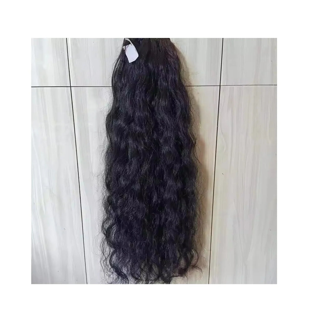 Loose Natural Wave Indian Hair Lace Front Weave Remy Hair Pre-Looped Black Style 180% Density