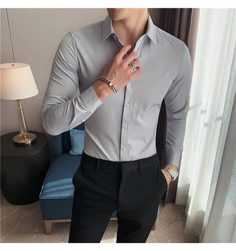 Camisas De Hombre Long Sleeve Shirts For Men Clothing 2026 Business Formal Wear Camisa Social Masculina Slim Fit Chemise Homme