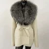 Women's New Spring Fashion Soft Midi Fox Fur Collar Knitted Cardigan Sweater Coat Casual Outerwear for Winter