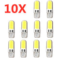 10pcs Silicone Gel COB Auto LED Car Light 12V T10 W5W Wedge Side Parking Read Bulb Signal Lamp Clearance Door Light 12 SMD Chips