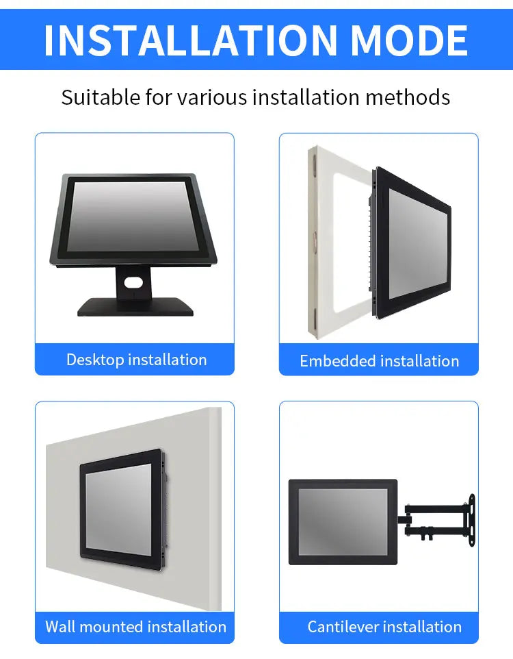 Customized Industrial PC 3mm Bezel Embedded Hmi Ip65 ARM X86 J4125 J6412 N100 TFT Monitor PC Wall Mount Touch Screen Panel Pc