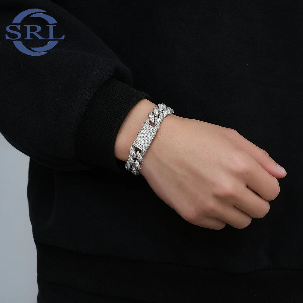 Wholesale Versatile Men's Fashion Charm Bracelet Hip-Hop Full Diamond Cuban Chain Thick Iced Out Zircon Bracelet