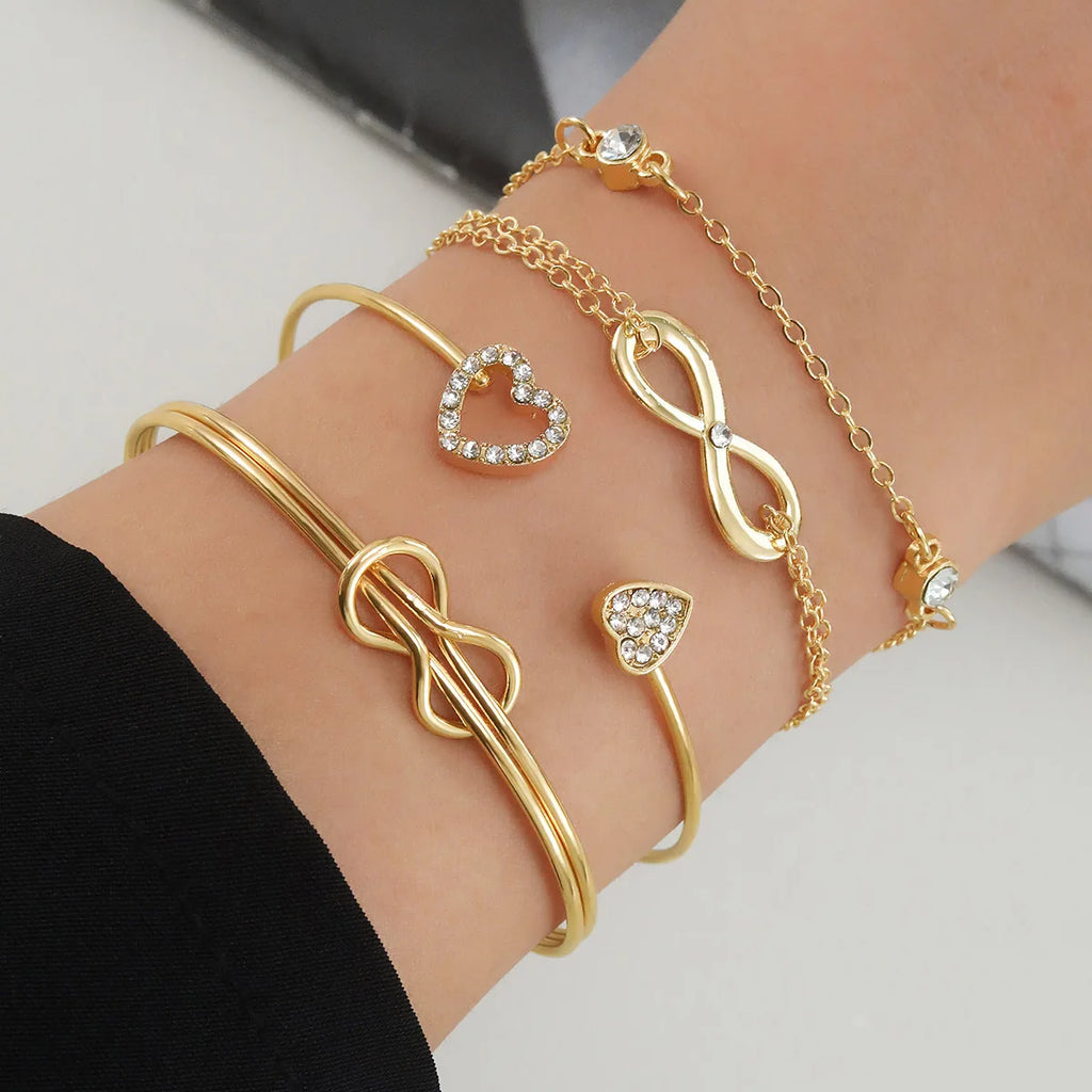 New Cute Cat Geometric Diamond Gold Metal Bracelets for Women Crystal Twisted Gold Color Metal Bangle Fashion Jewelry Gifts