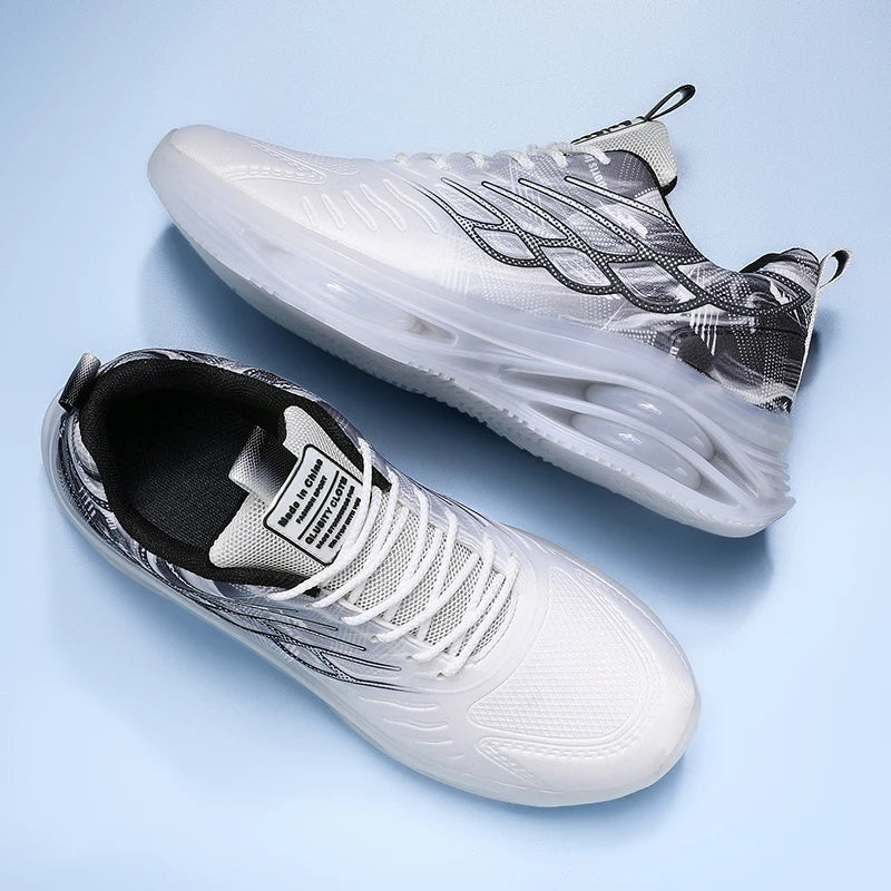 Men's Lightweight Breathable Mesh Sports Shoes PVC Sole Soft Lace-Up Spring Summer Running Walking Fashionable Style