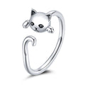 Hot Sale 925 Sterling Silver Original Cute Cat Ring Adjustable Size Rings Finger for Women Elegant Silver Jewelry SCR707