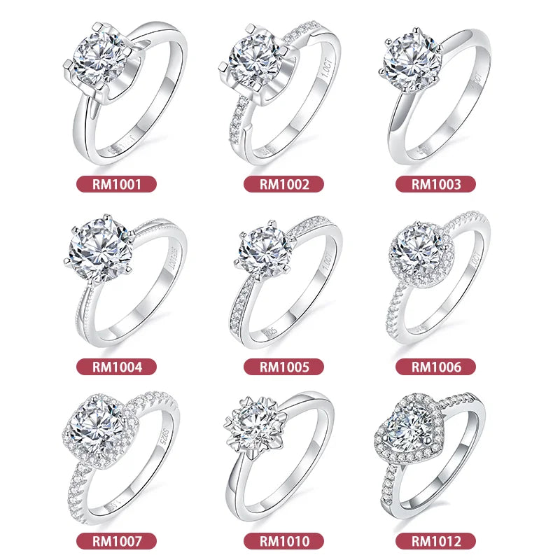 Love Lingers 6 Prongs Gemstone Center Stone S925  Silver Statement Moissanite Diamond Rings Women  With Cz Side Stone