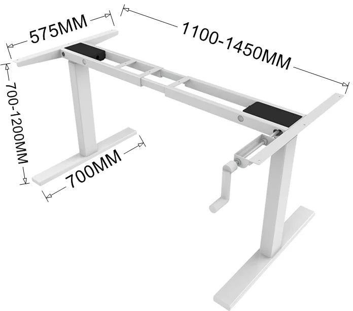 Ergonomic Sit Stand Workstation Hand Crank Height Adjustable Standing Desk for Home and Office