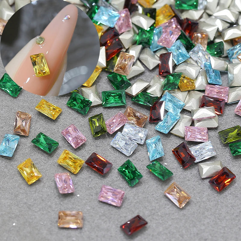 Z89 Glitter Shimmer High Quality Diamond Nail Jewelry Colorful 4*6mm Glass Crystal Nail Rhinestones Diy Nail Supplies