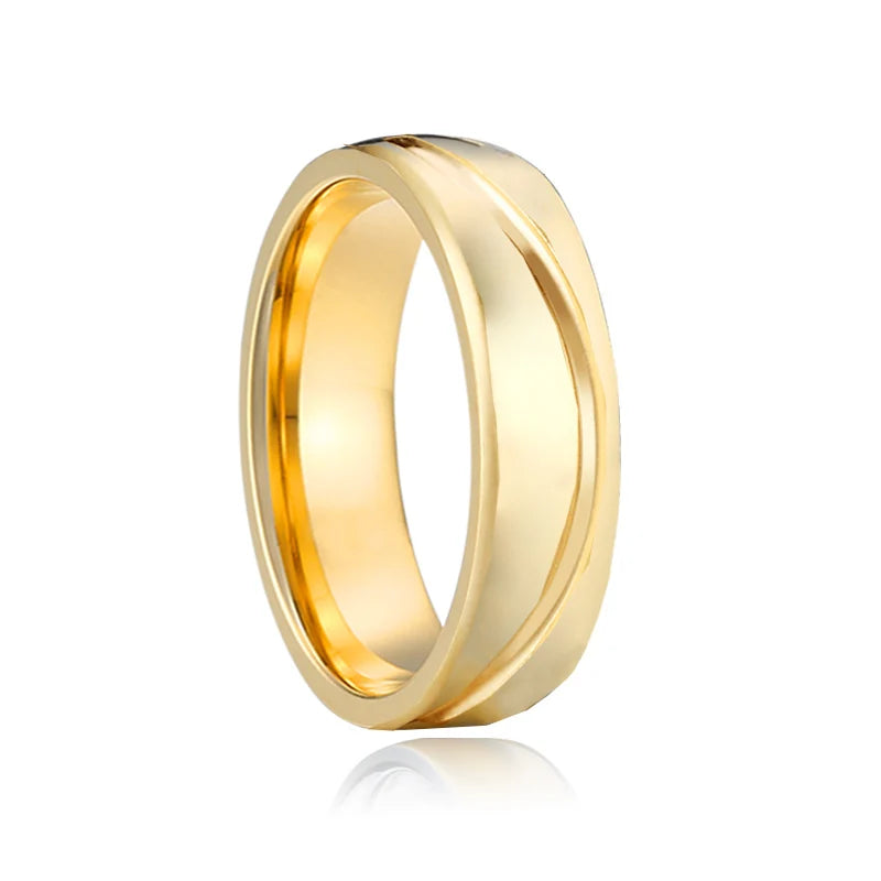 Wedding Rings for Men and Women Lover's Western Designer Jewelry 18k Gold Plated Emery Frosted Stainless Steel Couples Ring