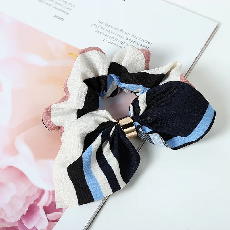 Cute Rabbit Ear Floral Women Hair Accessories Elastic Hair Band Hair Rope For Girls Rubber Band Tie Hair Scrunchies