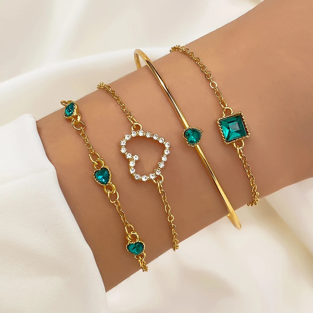 New Cute Cat Geometric Diamond Gold Metal Bracelets for Women Crystal Twisted Gold Color Metal Bangle Fashion Jewelry Gifts