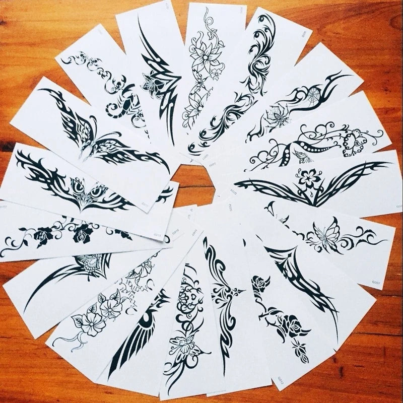 18pc/Lot Temporary Tattoo for Women Sexy Waist and Abdomen Concealer Body Art Temptation Long Totem Waterproof Tattoo Stickers