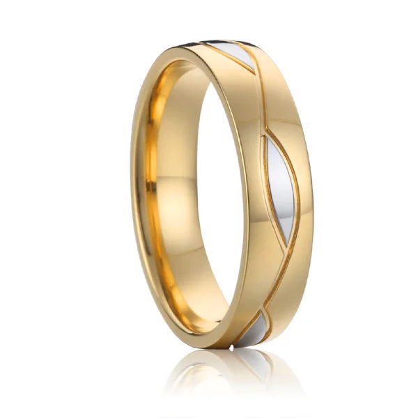 Custom 18K Gold Plated Vintage Inlay Zircon Trendy Stainless Steel Wedding Rings for Unisex Men's & Women's