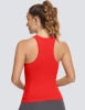 Women's Racerback Workout Tank Tops-Seamless Spandex/Polyester Breathable Knitted High Support Solid Running Muscle Tank