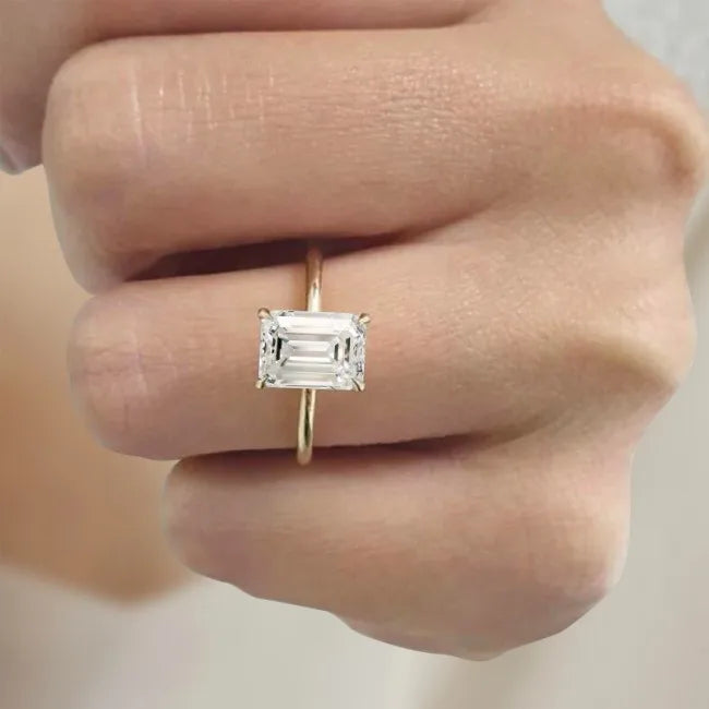 Starsgem 1CT DEF VS VVS Emerald Cut 10k 14k 18k White Rose Yellow Gold Lab Diamonds Jewelry Rings