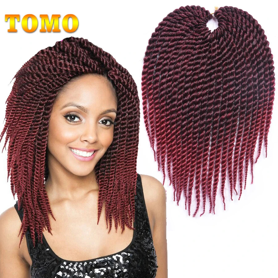 TOMO 14" 18" 22" 22 Roots Synthetic Senegalese Twist Hair Crochet Braids Crochet Hair Extensions Ombre Red Braiding