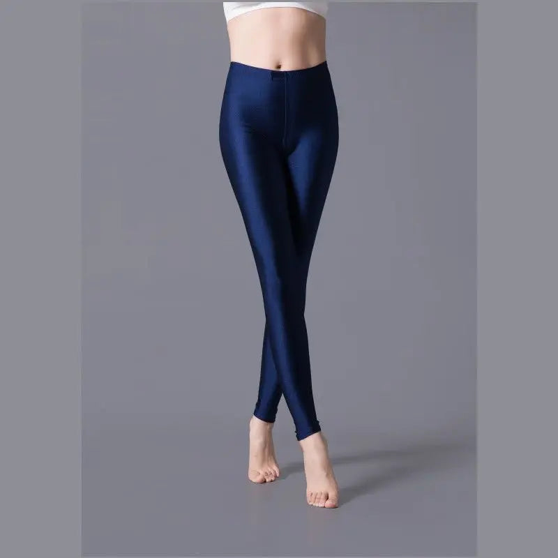 Women Shiny Pant Leggings Hot Selling Leggings Solid Color Fluorescent Spandex Elasticity Casual Trousers Shinny Legging