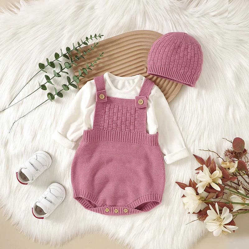 Mimixiong Custom OEM/ODM Soft Knitted Romper & Hat 2-Piece | Wholesale Newborn Outfit, Unisex Baby Clothes for Shower