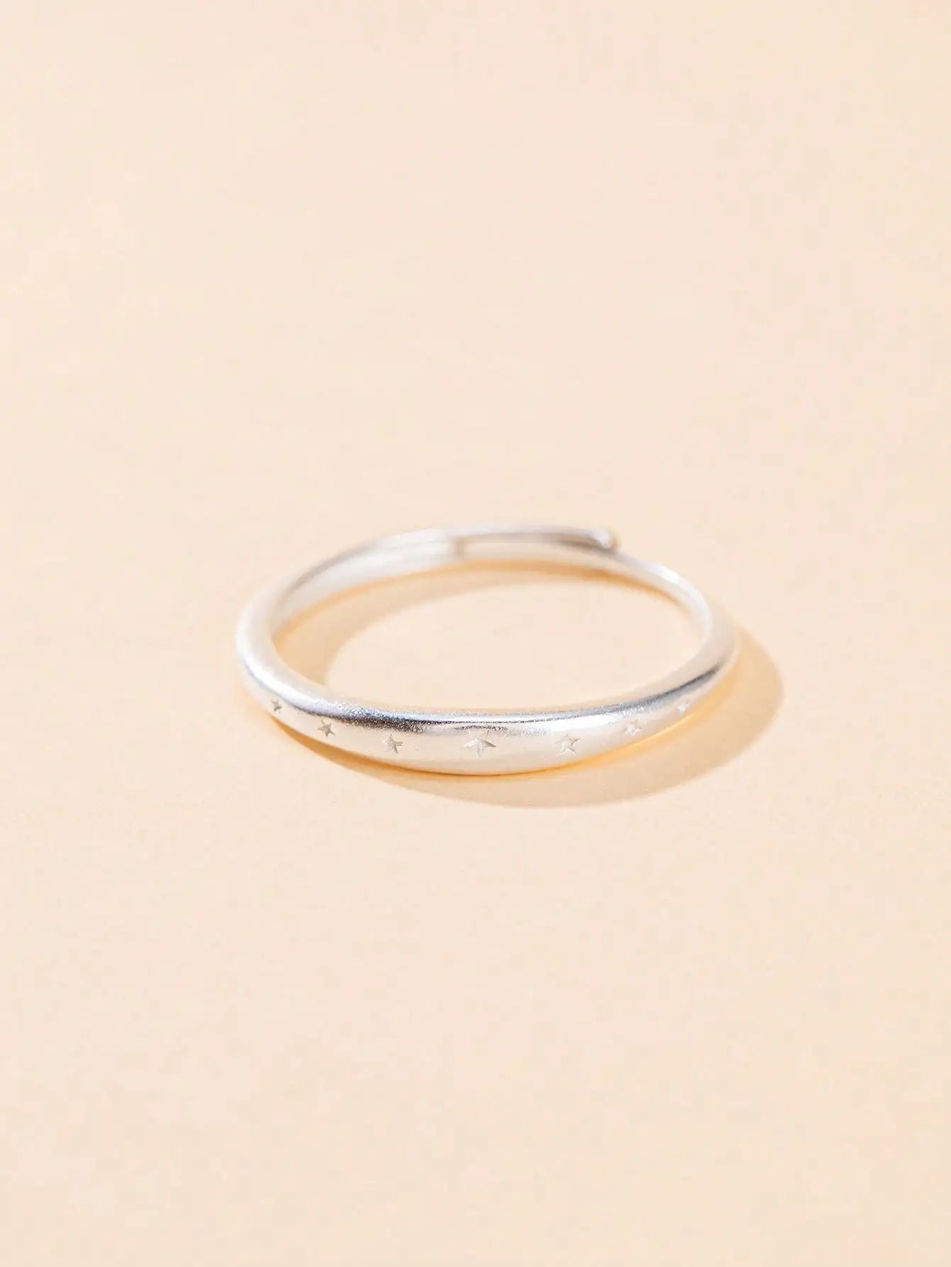 1 Pair Stylish Simple Copper Unisex Rings Frosted Five-Pointed Star Open Design Versatile Advanced Slender