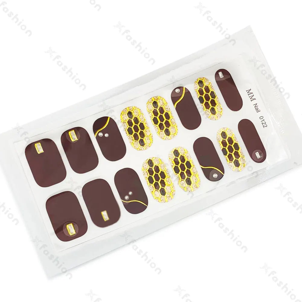 Hot Sale 16 Tips Solid Color Semi-Cured Gel Nail Stickers UV Light Durable Waterproof Long-Lasting Gel Nail Stickers Wholesale