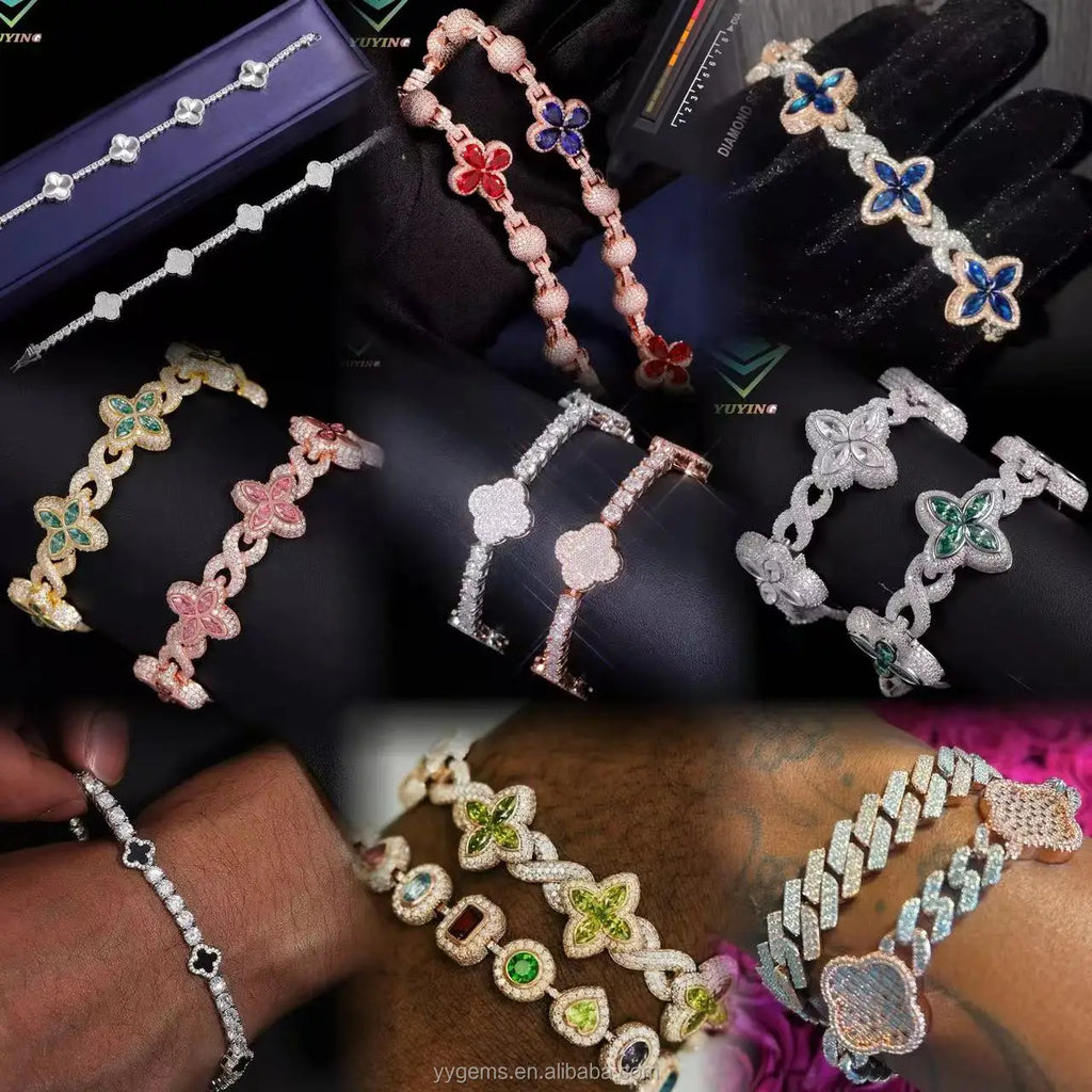 Yu Ying New Style Cross Tennis Bracelet Fine Jewelry 6mm Wide Hip Hop Bracelet S925 Silver Moissanite Tennis Bracelet