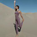 Sexy Back Hollow Women Aerial Yoga Sport Suit Fitness Jumpsuit With Pad Women High Elasticity Gym Dance Training Athletic Suit