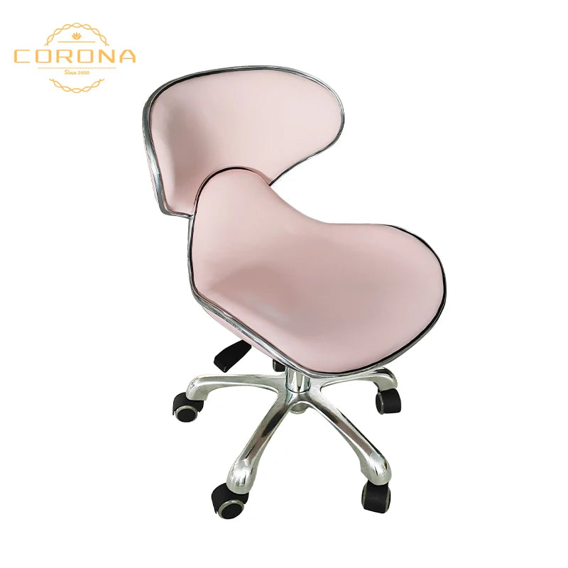 Modern Pink White Gold Beauty Salon Salon Stool Rotating Pedicure Stool