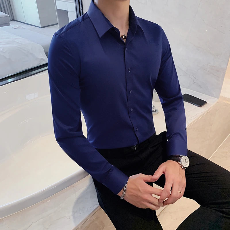Camisas De Hombre Long Sleeve Shirts For Men Clothing 2026 Business Formal Wear Camisa Social Masculina Slim Fit Chemise Homme