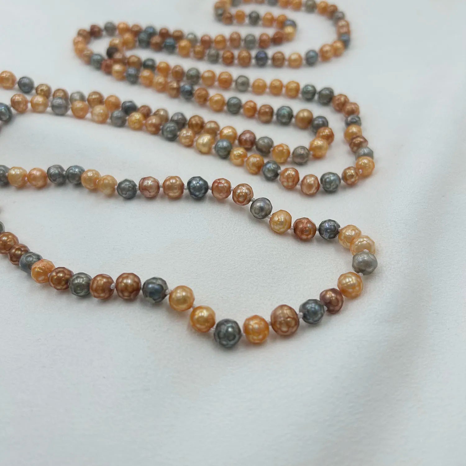 63 Inch /160 CM LONG PEARL Sweater  NECKLACE 100% NATURAL FRESHWATER Keshi Baroque PEARL 7-8 mm Near Round Pearl Knotted Beads