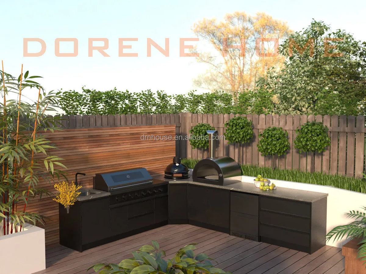 Outdoor BBQ Kitchen Cabinets Island Luxury Modular Stainless Steel Outdoor Kitchens Furniture Garden BBQ Customized