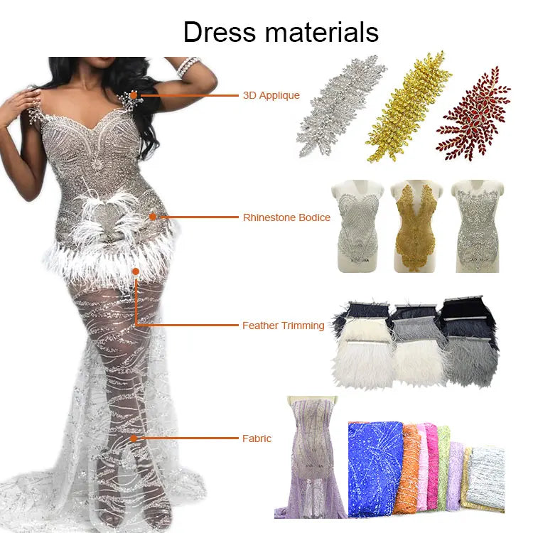 New Design Shiny Full Stone Panel  Dangle Crystal Beading Bodice Rhinestone Applique  for Bridal WDP-533