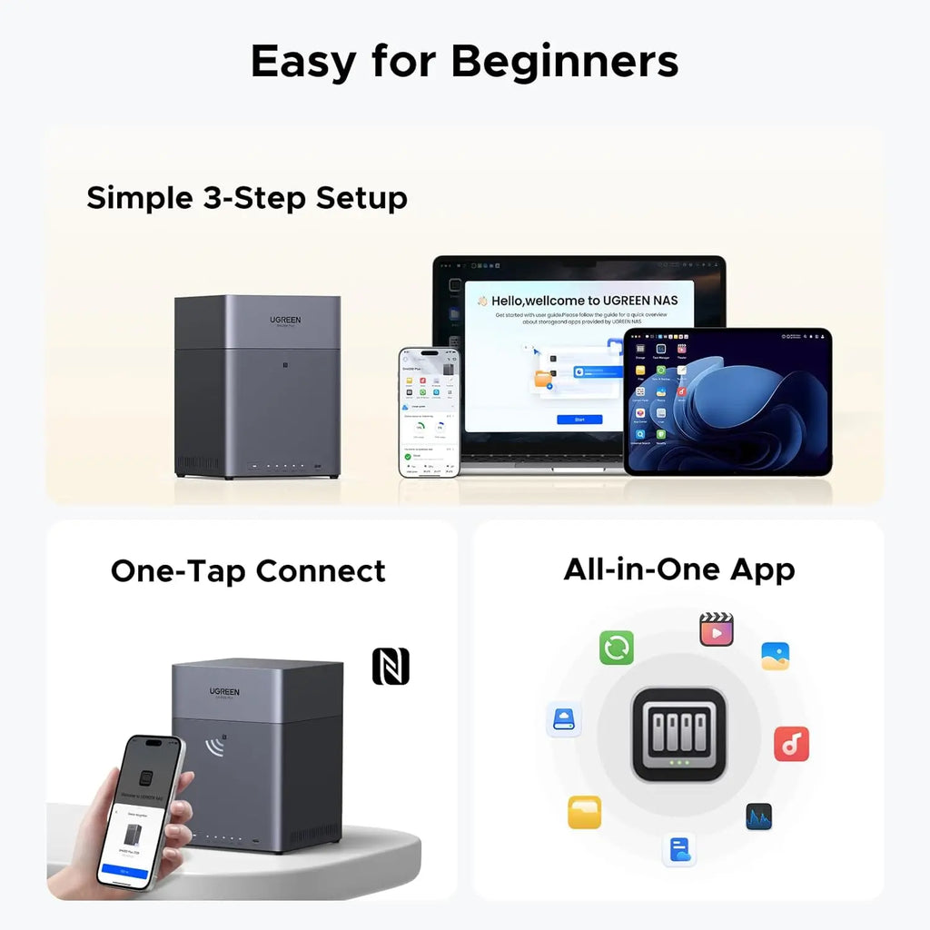 UGREEN NASync DH4300 Plus 4-Bay Desktop NAS Remote Access, AI Photo Album, Beginner Friendly System Network Attached Storage