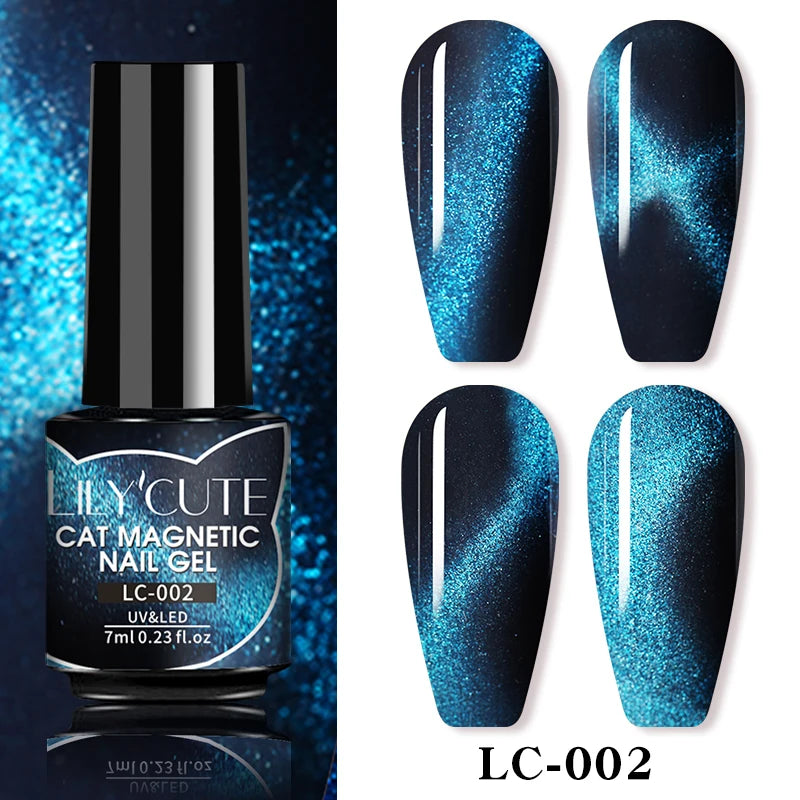 LILYCUTE 7ml Gold Coffee Cat Magnetic Gel Nail Polish Autumn Winter Nails Ultra Shine Moonlight Semi Permanent UV Gel Soak Off
