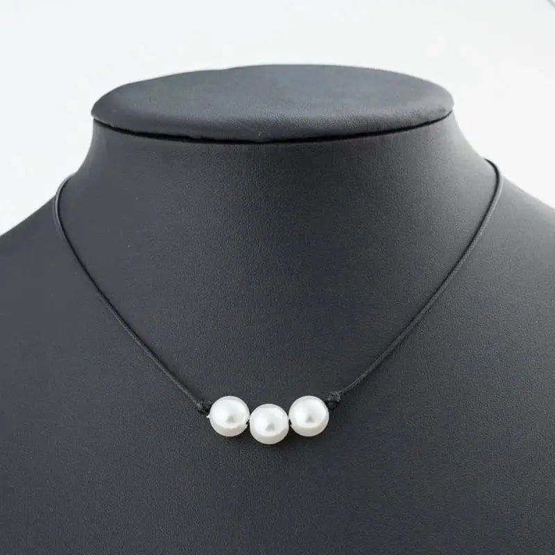 Fashion Green Blue Turquoises Pearl Charms Choker Necklace on Leather Cord for Women Men Handmade Jewelry Gifts