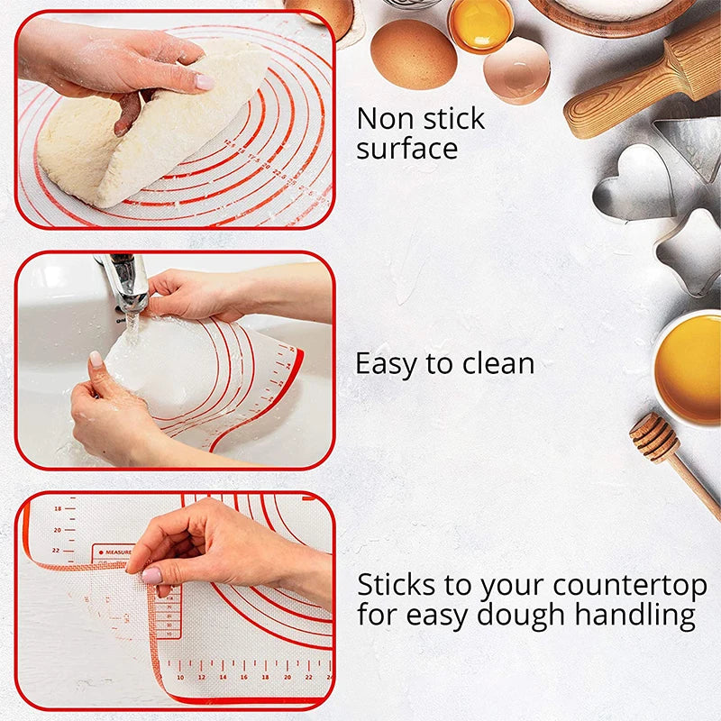80/70/60cm Large Silicone Rolling Dough Mat Non-Stick Pizza Pastry Baking Mat Oven Sheet Liner Non-Slip Placemat Kitchen Gadgets