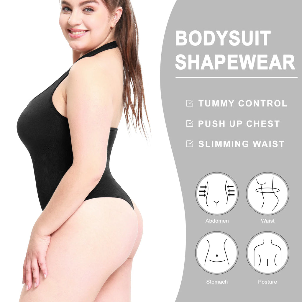 Patented Everyday Firm Control Bodysuit for Women Plus Size Body Shaper Halter Waist Slimming Butt Control Adults Tops Shapewear