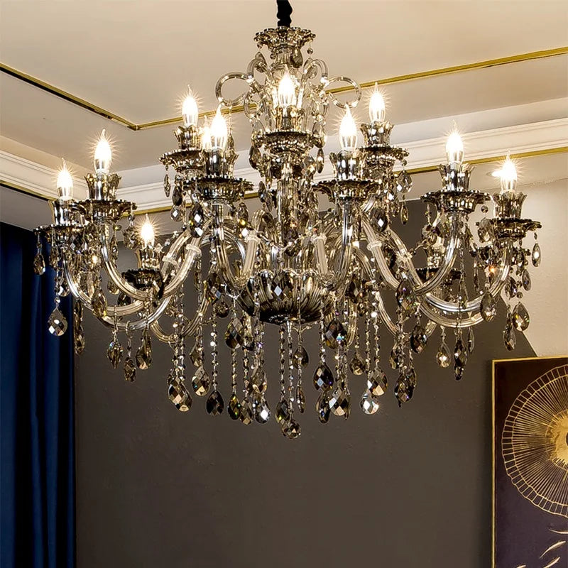 Modern Candle Crystal Lamp Living Room Large Crystal Chandelier Lighting Modern Atmosphere Restaurant Bedroom Hanging Lamps