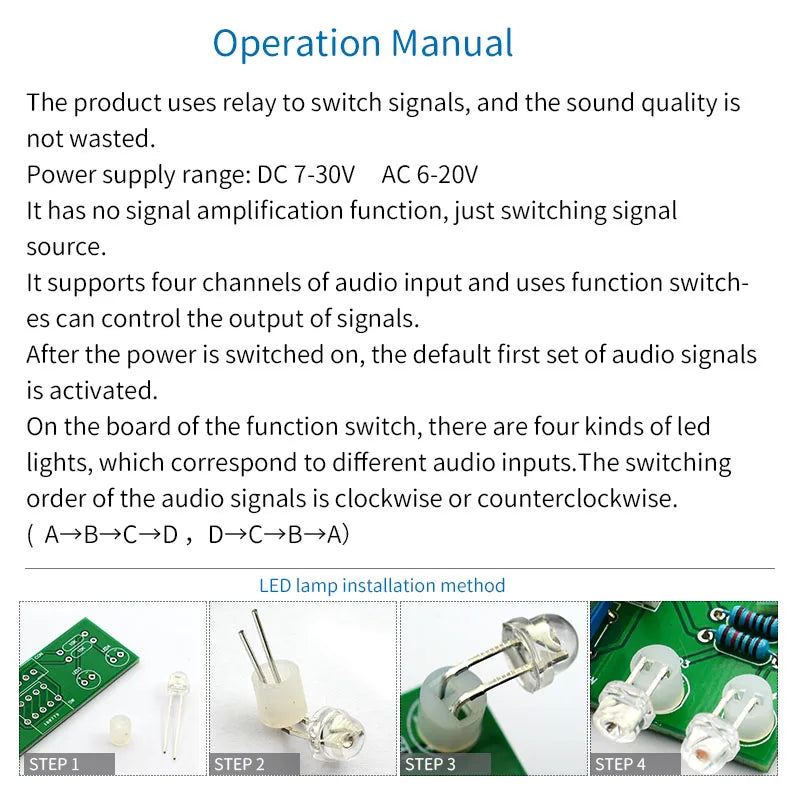 UNISIAN Audio Switch Input Selection board Relay 4-way sound Signal Input 1 way out Potentiometer control Switching for amplifer