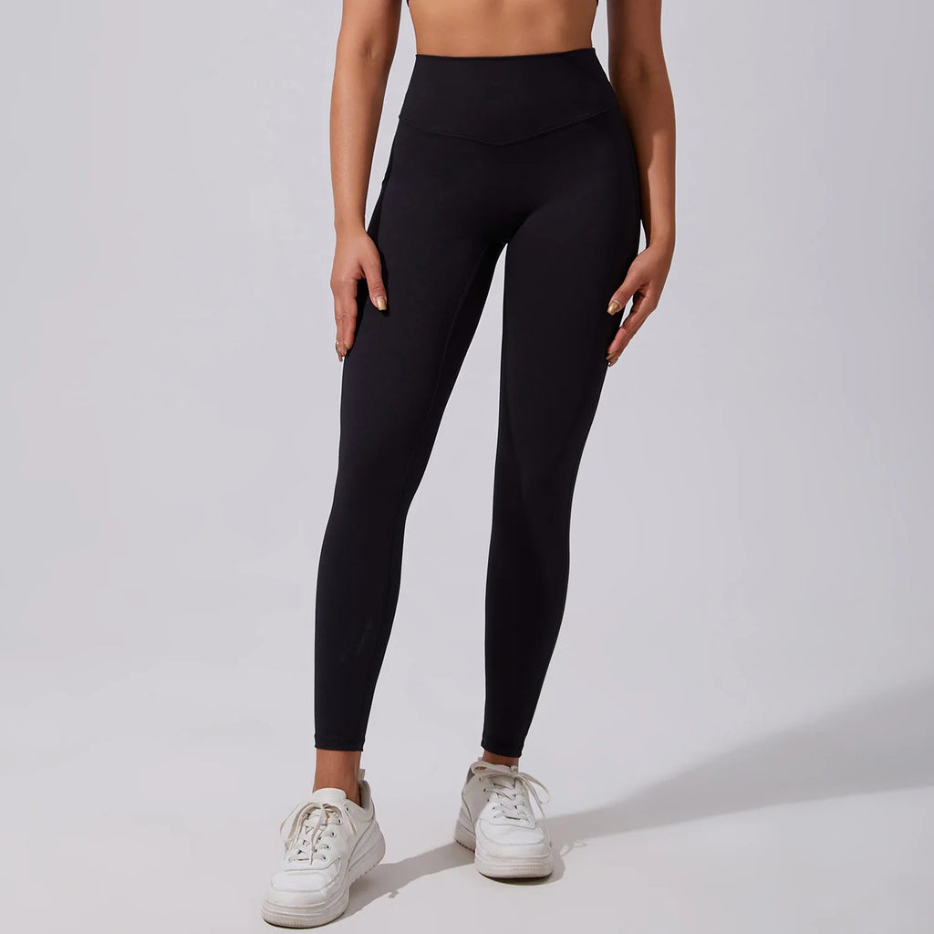 New European American High-waisted Peach-butt Yoga Pants Women Cloud-like Butt-lifting Sports Leggings Breathable Solid No