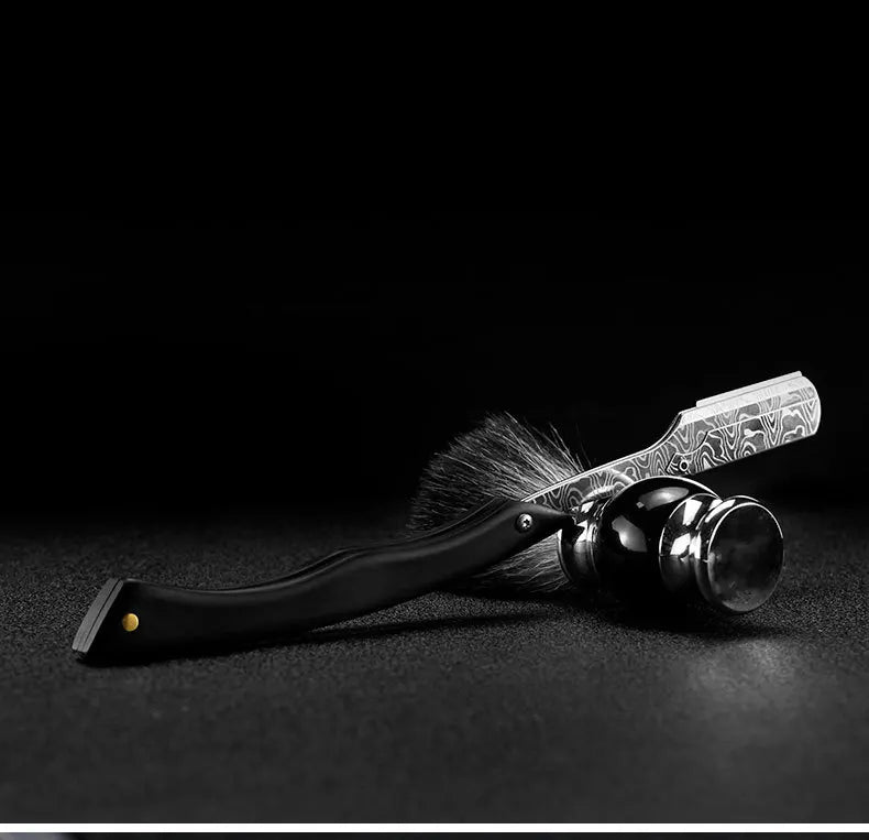 wooden trimmer manual shaver professional straight edge stainless steel sharp barber razor folding shaving blade shave beard cut