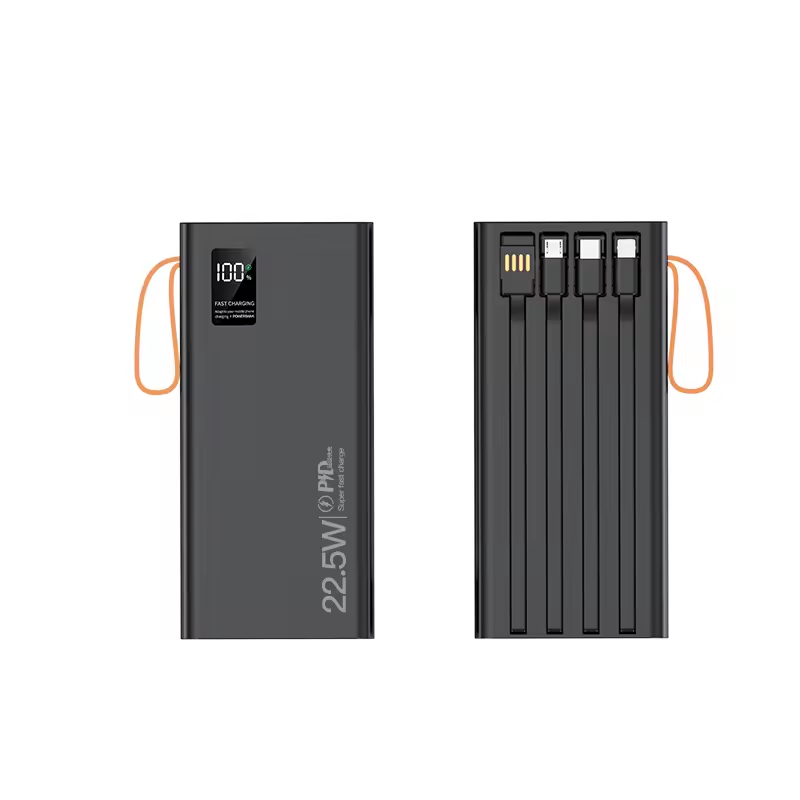 New Wholesale High Capacity 30000mAh Power Bank with 4 Cables Fast Charging 20W Rechargeable Emergency Lamp Outdoor Use