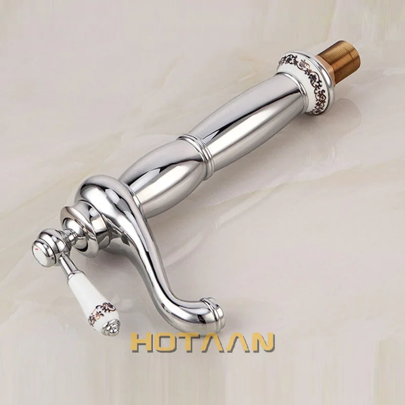 Luxury Basin Faucet Modern Faucet Bathroom Faucet Gold Finish Hot & Cold Brass Basin Sink Faucet Single Handle with Ceramic Taps