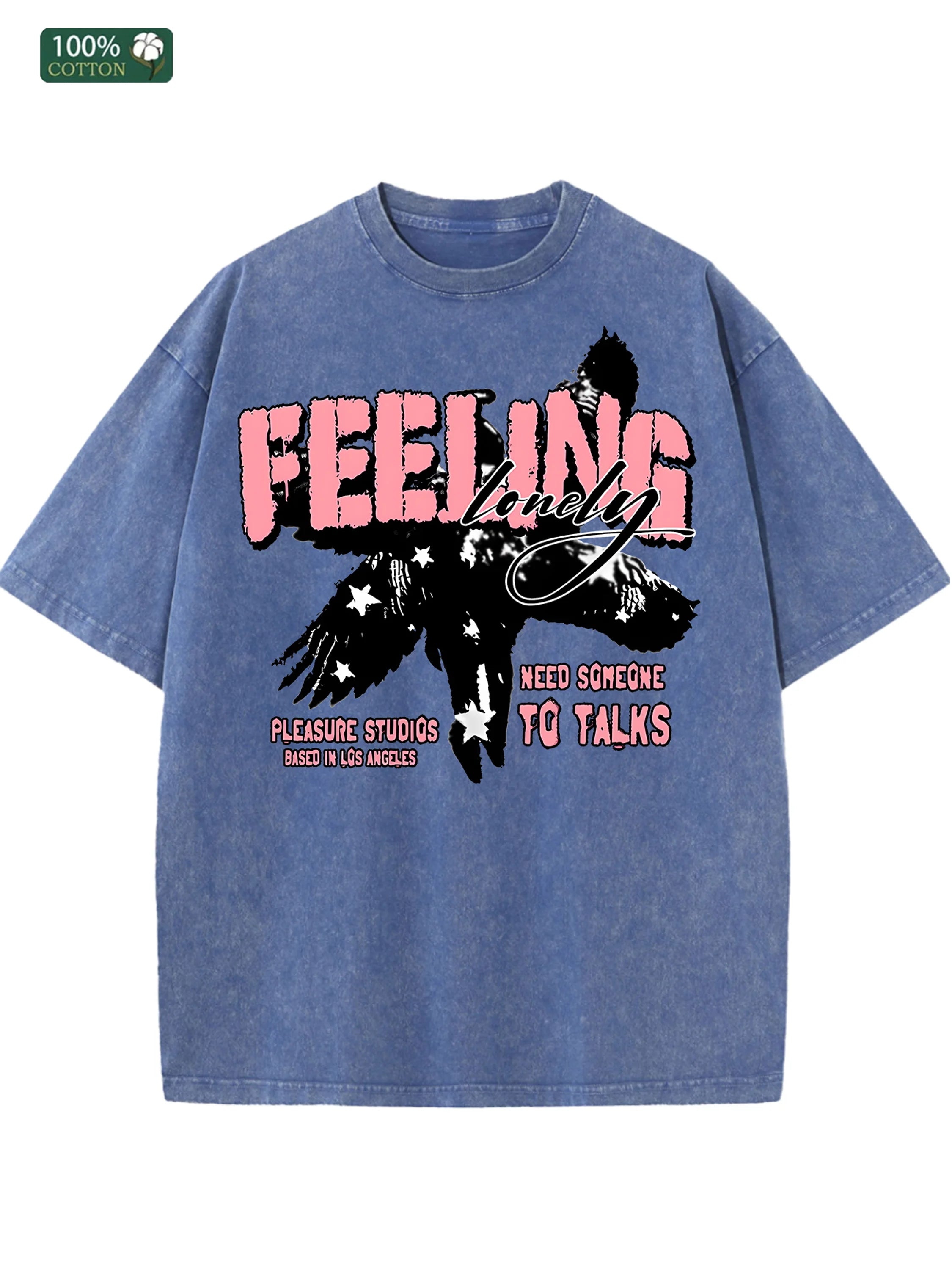 American Casual US Stock Men's Cotton Washed T Shirt Festival Gift Fashion Trend